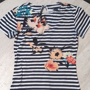 French Connection Blue and White Fitted Mini Dress